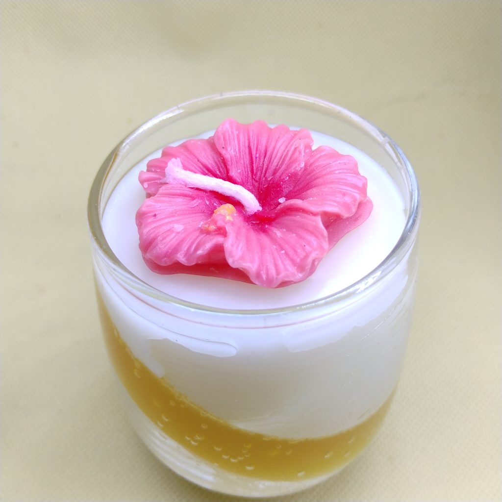 GLASS CANDLE ( HIBISCUS )