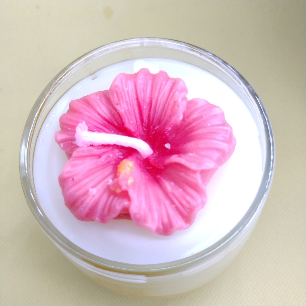 GLASS CANDLE ( HIBISCUS )