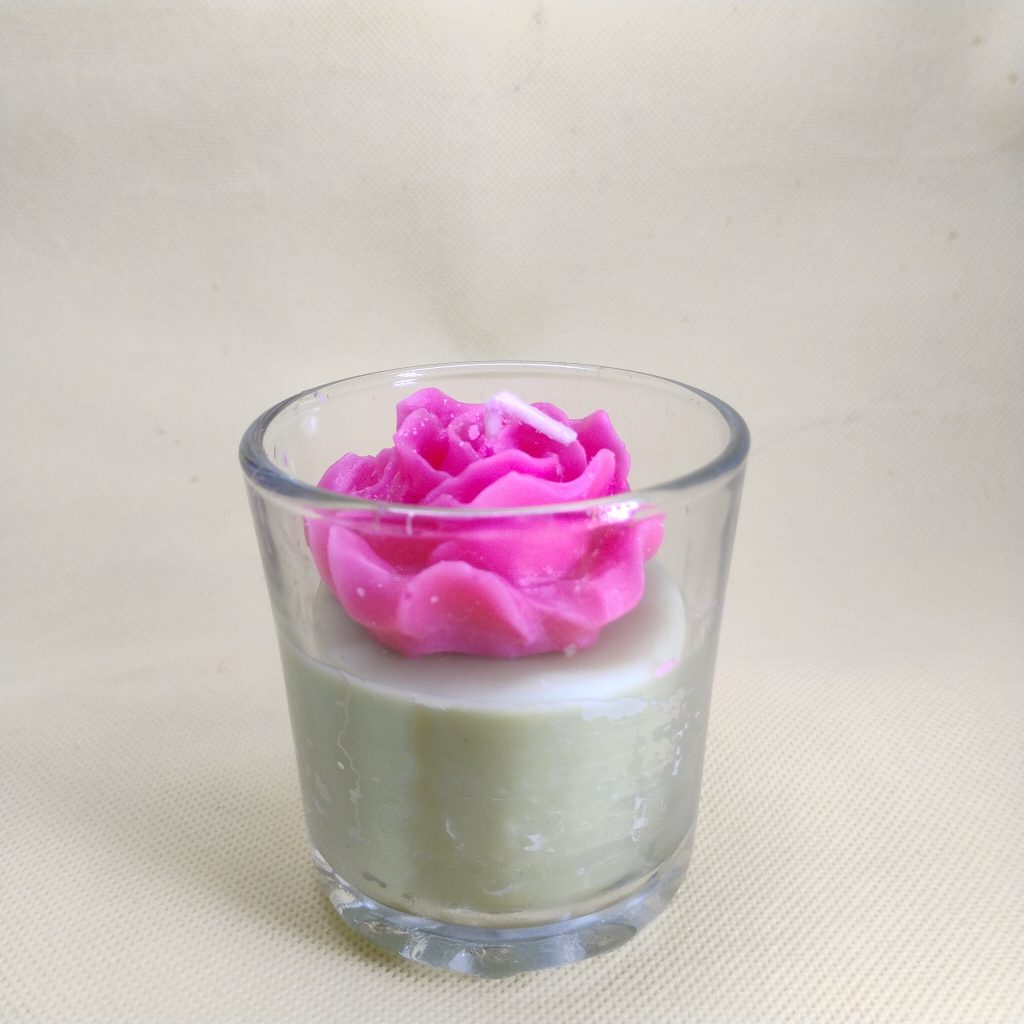 GLASS CANDLE ( ROSE )