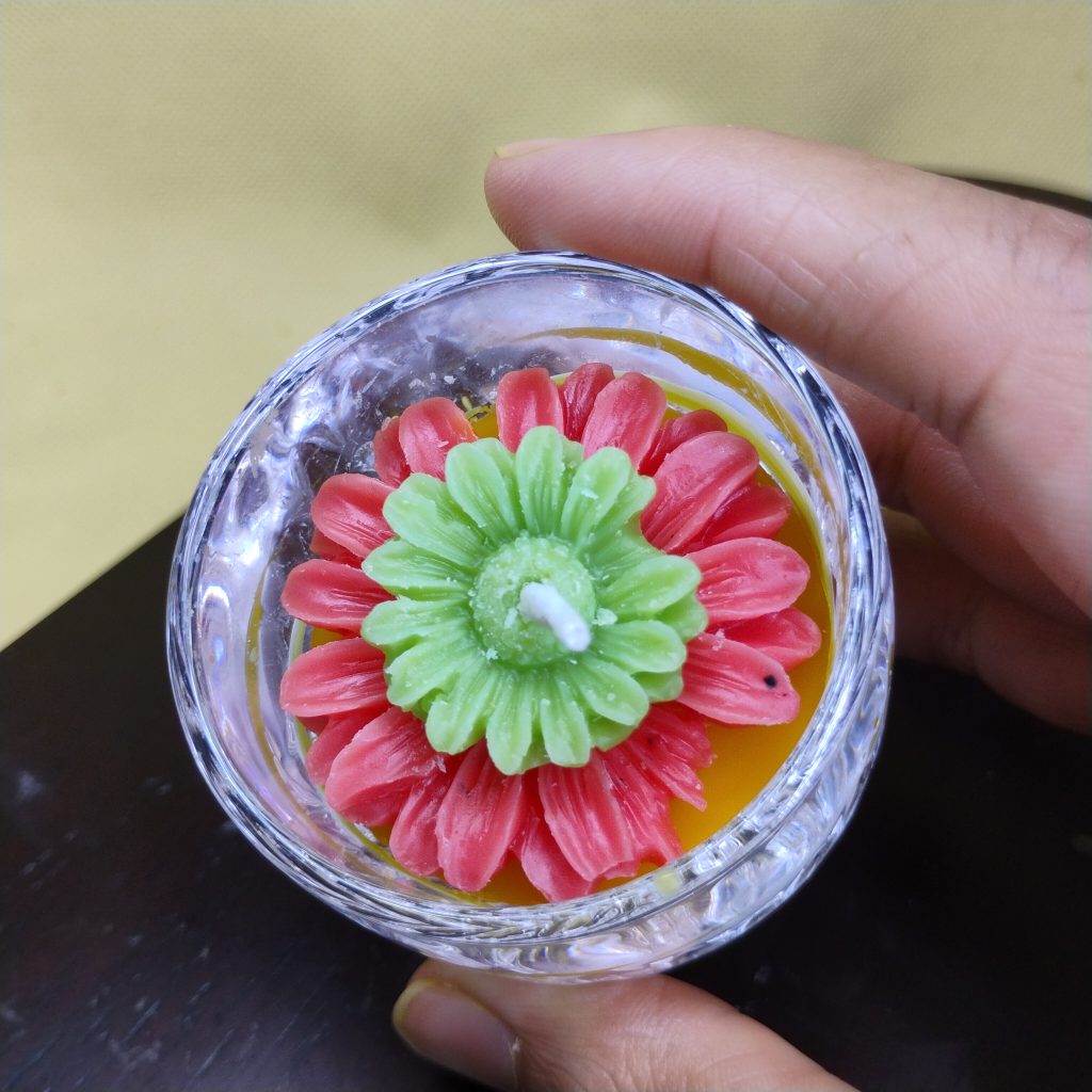 Small glass candle